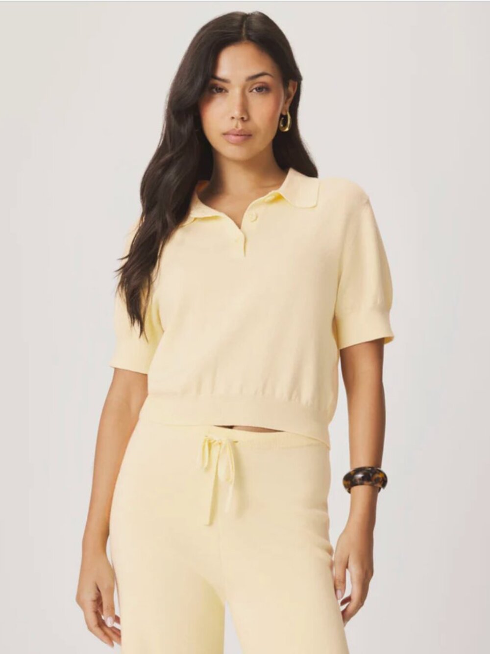 splendid Christa Polo Short Sleeve Sweater